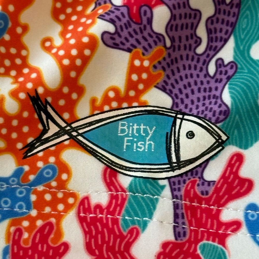 Bitty Fish - Colorful Coral Print- Women’s Rash Guard - Large View 5